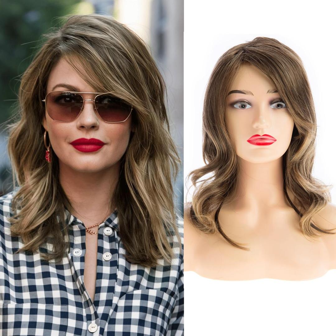 Baruisi Long Brown Hair Wigs for Women Synthetic Side Part Brown Wig Cosplay Party Use