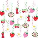 40Pcs Strawberry 1st Birthday Party Hanging Swirls Decor, Fruit StrawBerry Party Hanging Streamers for Berry Sweet One Bday Girls Berry Sweet Themed First Birthday Favors Summer Supplies
