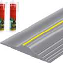 ToLanbbt 16.5Ft/5M Universal Garage Threshold Seal Strip with 300ml Black Adhesives, Garage Door Bottom Weatherproof Strip Rubber DIY Weather Stripping Replacement (Grey+Yellow)