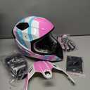 DOT Approved Youth Dirt Bike Helmet with Visor for Kids, Full Face Motocross ATV Helmet Set with Goggles & Gloves, Off-Road Motorcycle Youth BMX Go Kart Riding Gear Set (Large, PINK)