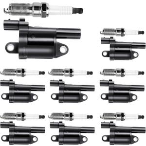 8PCS Round Ignition Coil Pack UF742 & Spark Plug Compatible with Chevy V8 5.3L 6.2L Silverado 1500 Suburban Tahoe Corvette GMC Sierra Yukon XL Cadillac Escalade CTS ESV, 2014 2015 2016 2017 2018 2019