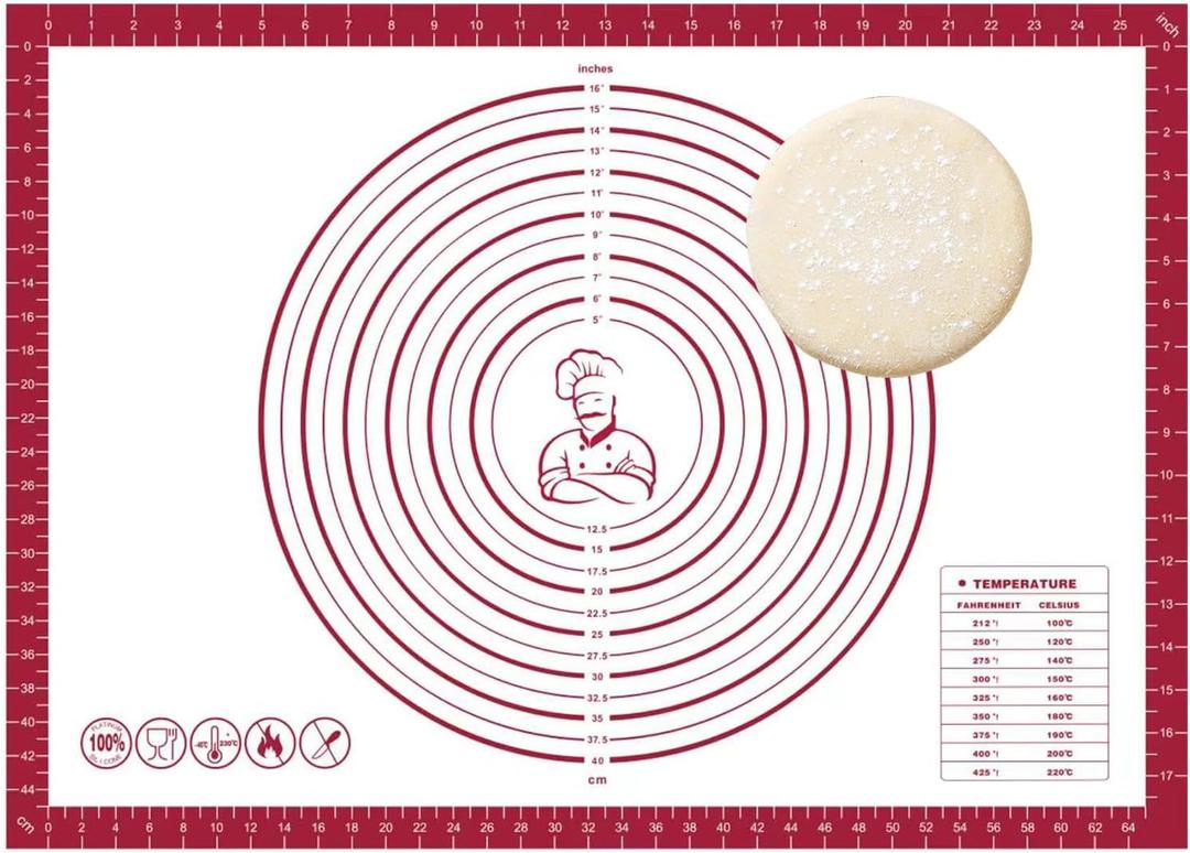 Dough Mat Silicone Baking Mats for Rolling Pastry Kneading Sheet Sourdough Bread Baking Supplies Red 28x20" 0.45mmT