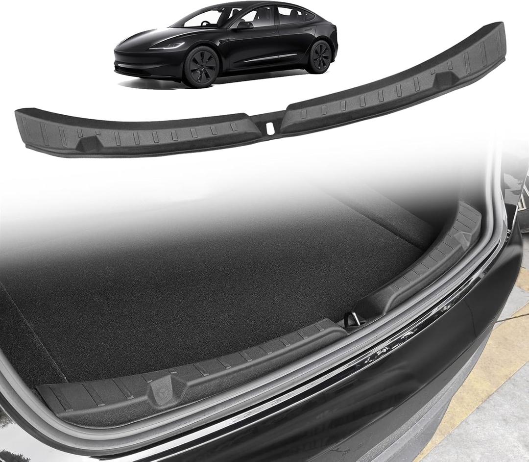 BestEvMod 2025 Upgrade Rear Bumper & Trunk Sill Cover Protector Bumper Guards Compatible with 2025 2024 Refreshed Tesla Model 3 Highland (TPE Version)