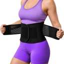 Waist Trainer for Women  Adjustable Waist Cincher & Ab Trimmer Belt with Hook-and-Loop Straps | Tummy Control Body Shaper with Double Compression for Core & Back Support Black
