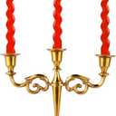 3 Arm Candelabra Taper Candle Holders Decorations Indoor Kitchen Dcor Table Candles Candlestick Candelabra Centerpiece (Gold)