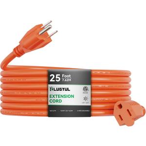 Outdoor Extension Cord 25 FT Waterproof, 16/3 Gauge Heavy Duty 3 Prong Extension Cord, 13A 1625W SJTW, ETL Listed, Great for Garden and Home, Orange