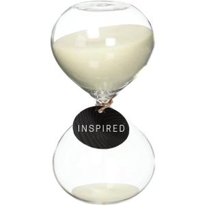 SWISSELITE Puff Sand Timer, Hourglass Sand Timers, Inspired Glass for Home, Desk, Office Decor (30 Mins-6 Inch, White)