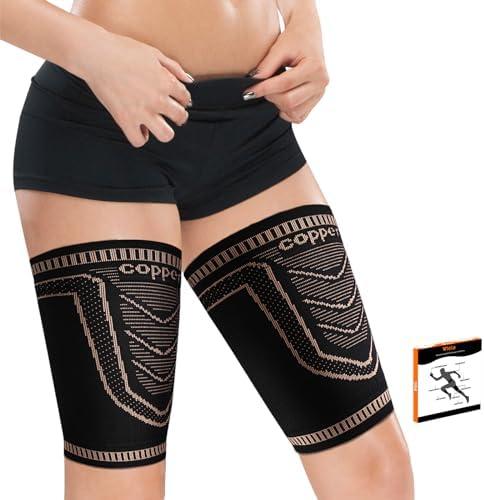 Hamstring Compression Sleeve(pair)-Copper Thigh Compression Sleeve for Women Men-Thigh Braces for Quad Supports,Groin Pull Relief,Running, 3XL
