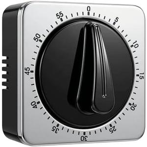 Searon Kitchen Timers for Cooking, Mechanical Wind Up Timer with Loud Ring, Magnetic Back, No Battery Needed, Stainless Steel Countdown Timer for Cooking and Baking