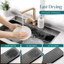 Diatomite Kitchen Faucet Mat - 14Inch Water Absorbing Stone Tray for Sink, Stone Fast-Drying Faucet Mat for Kitchen Counter Sink Accessories (Dark Grey, 14'' x 3.9'')