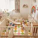 Jinchan Macy 7x9 Kids Area Rug for Classroom Modern Colorful Nursery Rug Checkered Diamond Playroom Washable Soft Non Slip Carpet for Playroom Living Room Bedroom Daycare Circus on Cream
