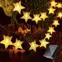 Twinkle Solar Star String Lights Outdoor Waterproof Fairy Lights 39FT 100 LED with 8 Lighting Modes for Camping Garden Wedding Party Tree Holidays Backyard Patio(Warm White)