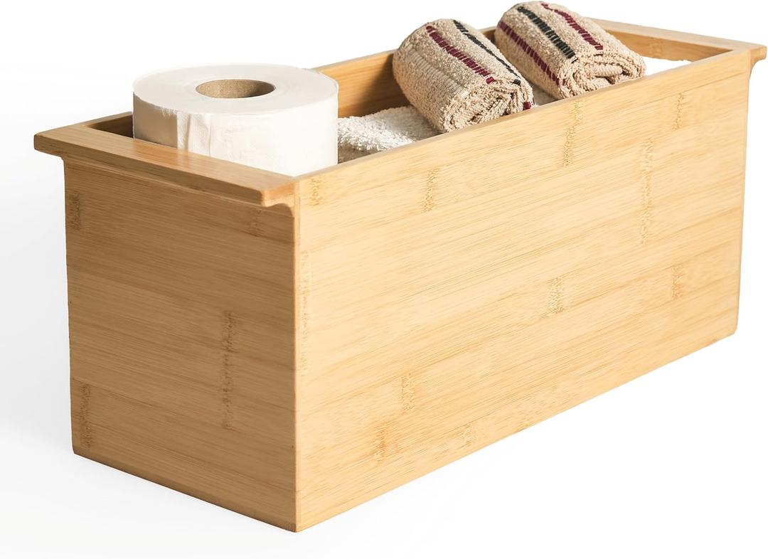 Bamboo Toilet Paper Holder & Bathroom Organizer by Alder Row, Freestanding Toilet Tissue Holder, Modern & Minimalistic Bathroom Storage Solution, 
Item Dimensions L x W	16"L x 6.4"W
Item Weight	2.4 pounds