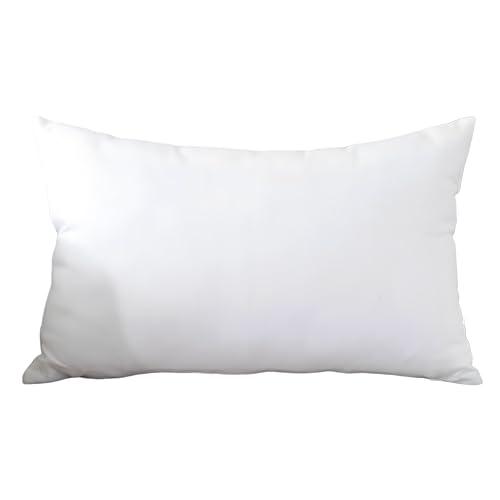 TAOSON Decorative 100% Cotton Canvas Square Solid Toss Pillowcase Cushion Cover Pillow Case with Hidden Zipper Closure Only Cover No Insert - White 12"x20"(30x50cm)