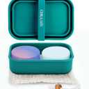 Silicone Travel Soap ContainerEnhanced Leak-Proof Travel Soap Case with Draining LayerPortable Bar Soap Holder, Soap Box with Soap Bag, Soap Dishes for Bathroom/Camping/Gym (Green)