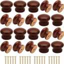 20Pcs Wood Dresser Knobs, Brown Mushroom Shape Wooden Furniture Cabinet Knobs Single Handle Pulls with Screws (Diameter :1.3 inches, Height :1 inch)