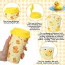 Yungyan 24 Sets Yellow Duck Party Favors Goodie Cups with Lids and Straws for Birthday Decorations Reusable 16oz Plastic Candy Cups Plastic Straws for Birthday Party(Rubber Duck)