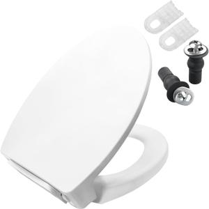 SS114 Elongated Toilet Seat Slow Close Compatible with TOTO SS113/SS154/SS224/SS204, Traditional Elongated Heavy Duty Toilet Seat with Toilet Seat Bolts and Nut, Cotton White