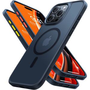 TORRAS Magnetic for iPhone 15 Pro Max Case Compatible with MagSafe, MIL-STD-810G Military Grade, Slim Translucent Phone Case iPhone 15 Pro Max Shockproof Anti-Scratch 6.7", Matte Black