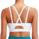 RUNNING GIRL Sports Bras for Women High Support, Molded Cup Strappy High Impact Sports Bras for Women with Sewn in Pads (Medium, White)