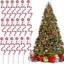 FOIMAS 18pcs Christmas Tree Candy Curly Picks Peppermint Candy Cane Tree Picks Ornament for Christmas Tree Wreath Vase Filler Home Decoration,11.8 inches