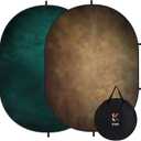 Kate Collapsible Backdrop Pop up Photo Backdrops Foldable Background Portable for Headshot,Portrait Photography,Video,5x6.5ft,Cyan/Brown