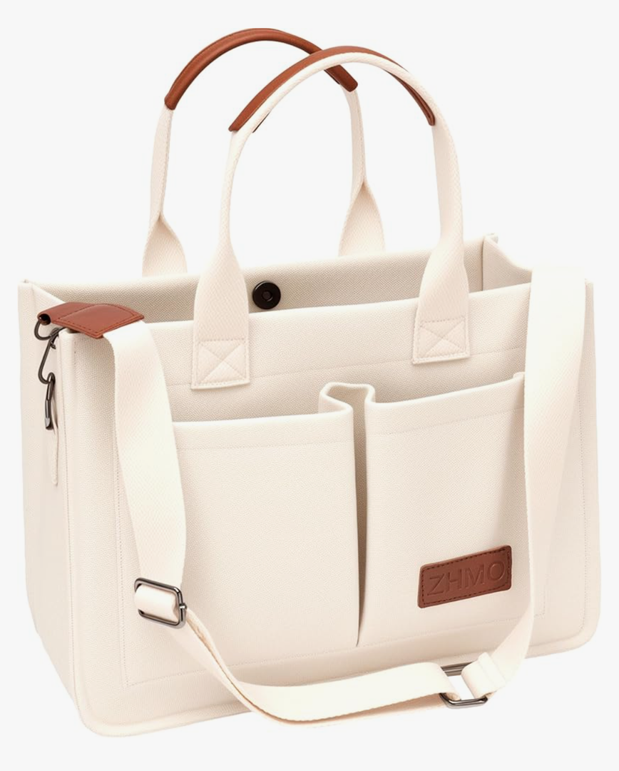 Tote Bag for Women With Compartments,Large Canvas Tote Women's Purse Crossbody Bags Work Laptop Book Bag Satchels Handbags