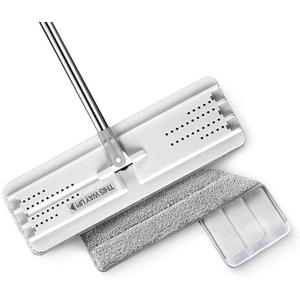 JOYMOOP Flat Mops, Microfiber Mop for Floor Cleaning and Wall Cleaner, 50" Mop Handle with Flexible 13" Flat Head with a Microfiber Mop Pad - White
