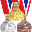 Landical Gold Silver Bronze Medals Bulk 2" Torch Award Medals with Neck Ribbon Metal Winner Awards for Adults Competitions Sports Football Basketball Tennis Events Party Tournaments Prizes