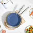MsMk 5PCS Ceramic Nonstick Frying Pan Set with Lid (8"+10"+12"), Blue