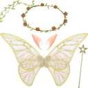 Gold Fairy Wings for Children Dress Up Sparkling Sheer Wings Butterfly Fairy