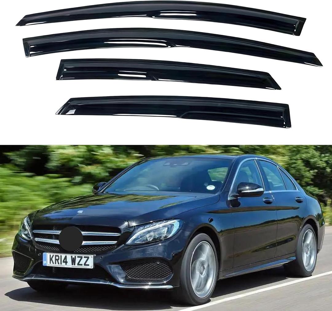 IG Window Visors Fit for 2008-2014 Mercedes-Benz C-Class, Out-Channel Rain Guards Vent Wind Deflectors 4PC, Car Accessories for 2008-2014 Mercedes Benz C200 C230 C250 C300 C350 C63