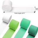 3 x Green Crepe Streamers 4 Rolls 328ft, White Peach Party Streamers, Crepe Paper for Birthday, Wedding, Baby Shower, Graduation, Christmas, Halloween Decorations (1.8Inch x 82Ft/Roll)