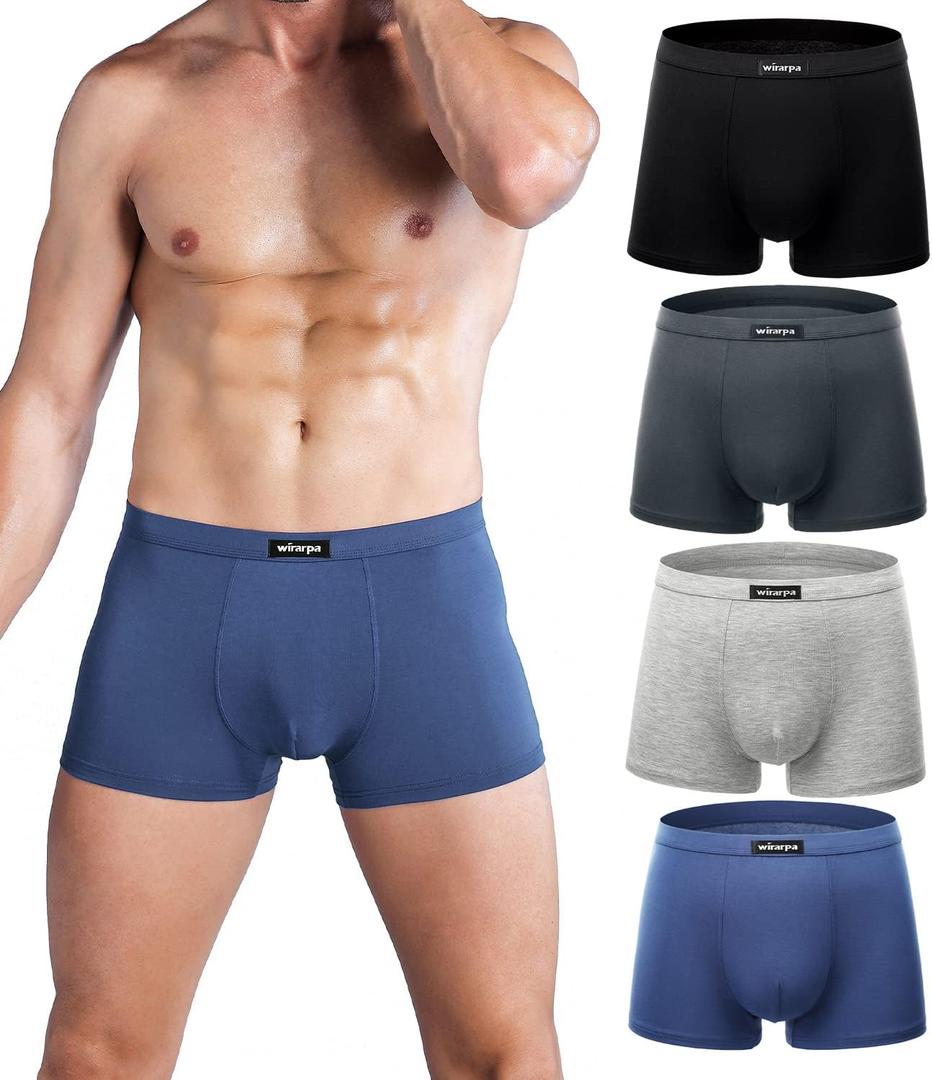 Wirarpa Men's Breathable Modal Microfiber Trunks Underwear Covered Band Multipack, Large