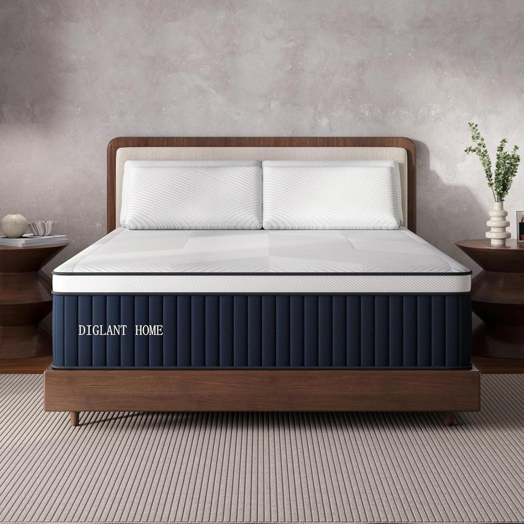 California King Mattress, DIGLANT 14 Inch Euro Top MDI Memory Foam with Pocket Springs Hybrid Mattress, Medium Plush Feel Calking Mattresses for Supportive & Pressure Relief, CertiPUR-US, 72"*84"