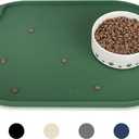 KPWACD Pet Placemat for Dog and Cat, Waterproof Silicone Dogs Feeding Bowl Mat Prevent Food and Water Overflow, High-Lips Puppy Dish Mats Suitable for Small Medium Big Pets, Hunter Green, 24" * 16"