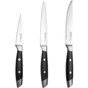 3-Piece Kitchen Knife Set,Fruit Knife Set,Precision Forged High-Carbon Stainless Steel, Black Ergonomic Handle, 3.5" & 5" Straight & Serrated Edge