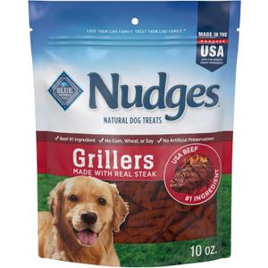Blue Buffalo Nudges Grillers Natural Dog Treats, Steak, 10oz