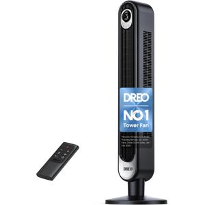 Dreo Tower Fan for Bedroom, 90 Oscillating Standing Fan, 30ft, 28dB Quiet for Sleep, 6 Speeds, 4 Modes, 12H Timer, 42 Inch, Bladeless, Remote, for Home, Office, Room, Cruiser Pro T1 (Black)