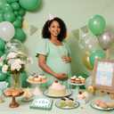 75 Pcs Sage Green Baby Shower Plates and Napkins Party Supplies, Sage Green Baby Shower Decorations, Gingham Paper Plates for Gender Neutral Oh Baby Decor, Scalloped, Serve 25 Guests