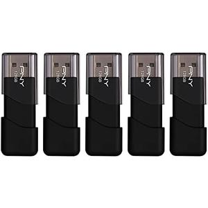 PNY 128GB Attaché 3 USB 2.0 Flash Drive, Black (Pack of 5)