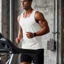TACVASEN Men's Workout Tank Tops Sleeveless UPF 50+ Summer Sun Shirts Quick Dry for Running Swim Gym Beach (White, XL)