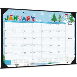 2026 Desk Calendar - Large Desk Calendar 2026, Jan.2026 - Dec.2026, 22" x 17", 2026 Calendar with Corner Protectors + Large Ruled Blocks, To-do & Notes, 12 Different Themes
