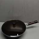 Carbon Steel Wok Pan, Tripole Nitrided Pre-Seasoned Flat Bottom Woks & Stir-Fry Pans Nonstick, Chinese Wok with Glass Lid for All Stovetops, Gift for Chef - 11.8 Inch