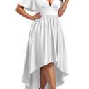 WUSENST White Dress Women Short Ruffle Sleeve V Neck High Low Maxi Dresses Plus Size Cocktail Wedding Guest, 4XL (White)