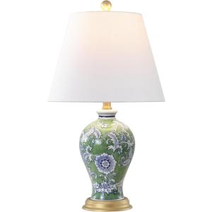 JONATHAN Y JYL3009F Grace 24" French Country Cottage Ceramic/Iron Floral Urn LED Table Lamp, Green/White for Bedroom, Living Room, Office, College