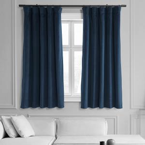 HPD Half Price Drapes Signature Velvet Thermal Blackout Curtains for Living Room 63 Inch Long (1 Panel) Rod Pocket Insulated Blackout Curtains for Bedroom Window Curtains, 50W x 63L, Midnight Blue