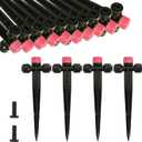 Kalolary 100PCS Green Irrigation Drippers Drip Emitters, Micro Spray Adjustable 360 Degree Full Circle Pattern Water Flow Sprinkler Fits 1/4 (4-6mm) Irrigation Tubing for Garden Irrigation