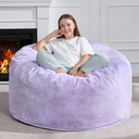 Hobestluk 4ft Bean Bag Chairs for Adults Large Beanbag Chair with Plush Faux Fur Cover Big Bean Bag Chair for Living Room Bedroom Dorm Office - Purple (44” x 44” x 24”)
