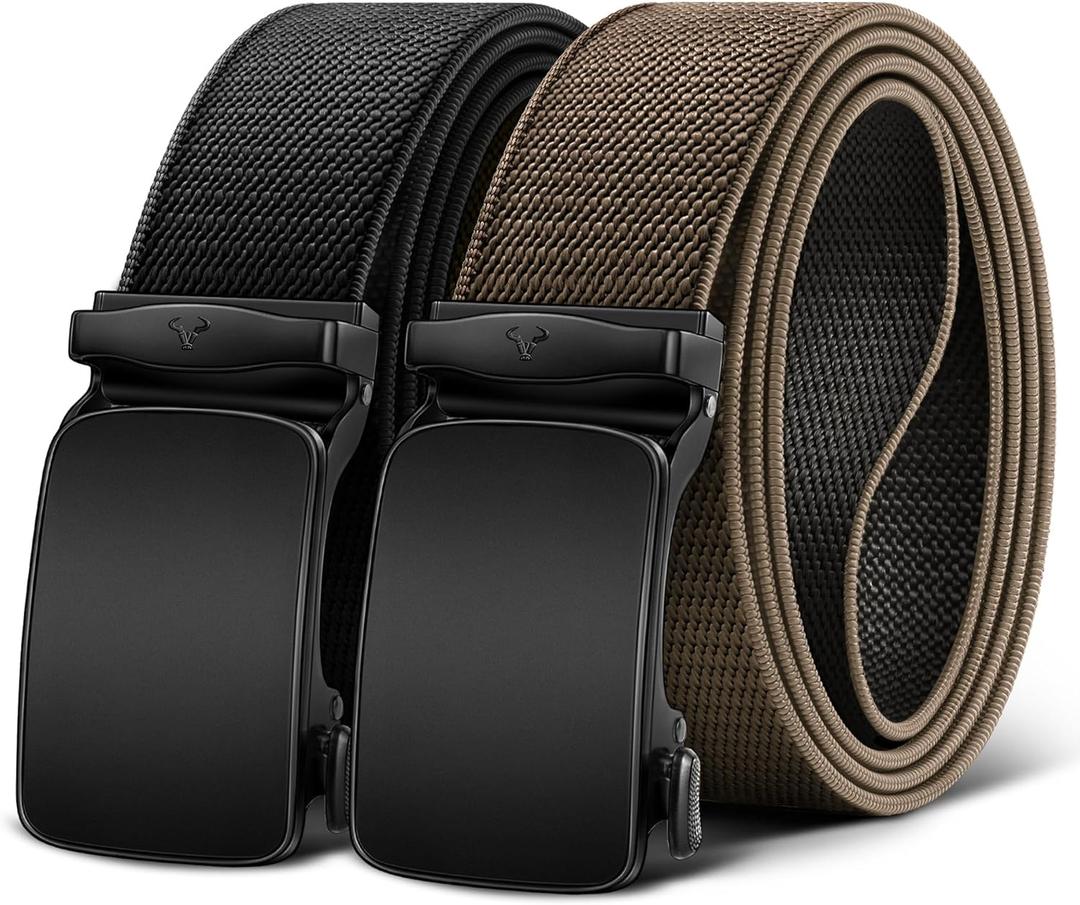 BULLIANT Men Belt-Reversible Ratchet Belt Stretchable for Gift Men Work Casual Golf 1 3/8"-Cut For Fit -2 In 1Belt (36"-40"Waist Adjustable, Black/Light Brown4713)